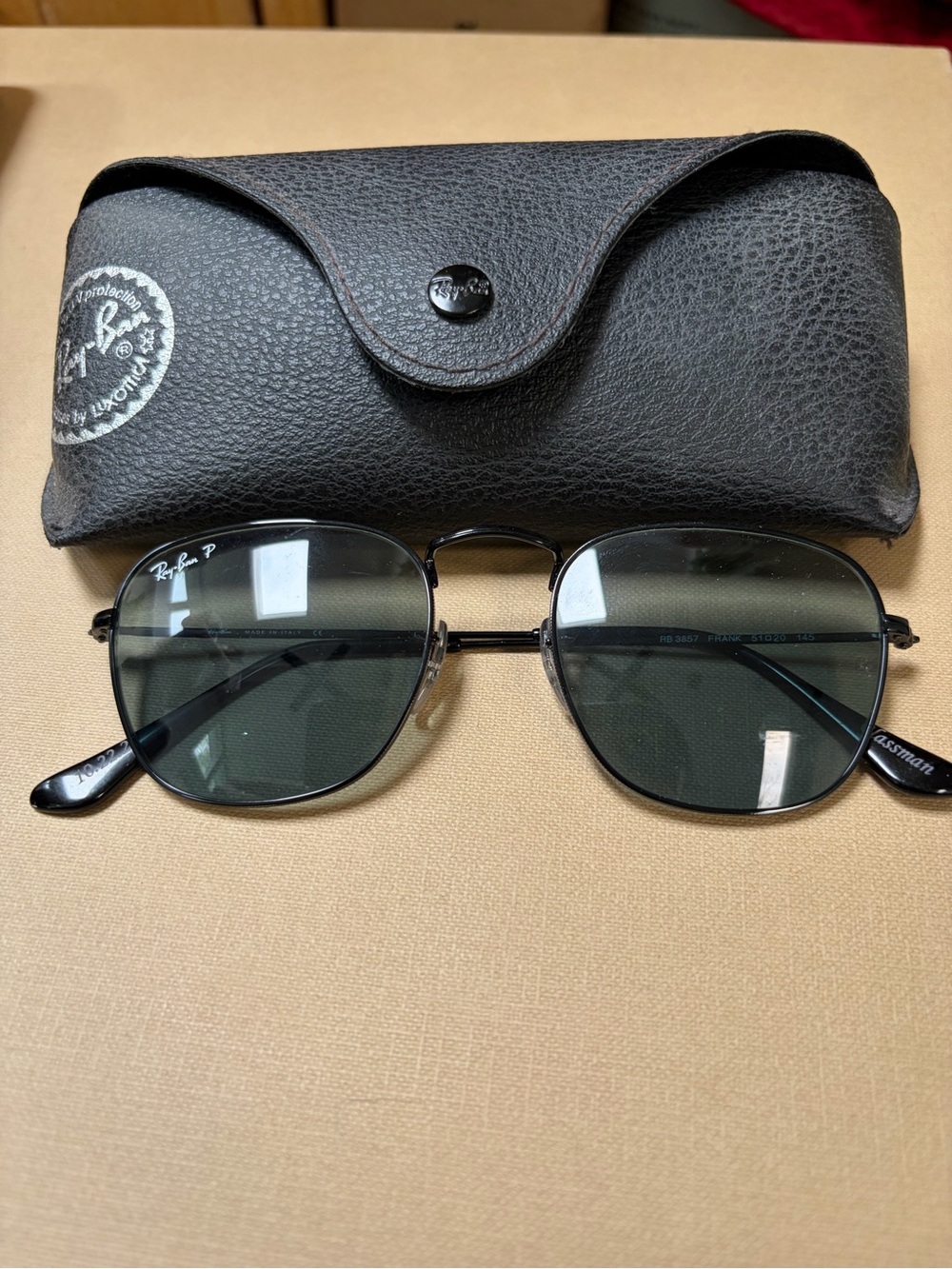 Ray-Ban Men’s Black Frame with Green Lenses Sunglasses